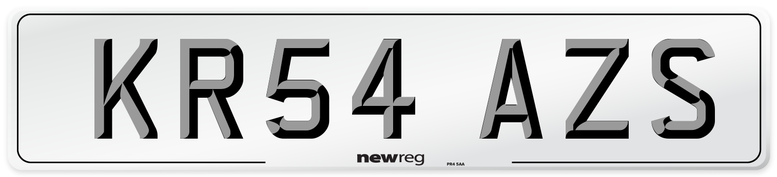 KR54 AZS Number Plate from New Reg
